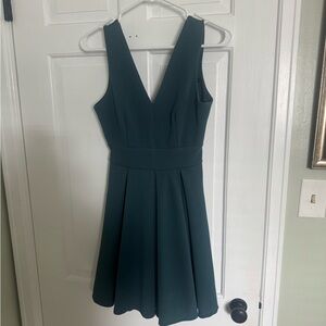 Haute Monde Teal Pleated A-line Mini Dress